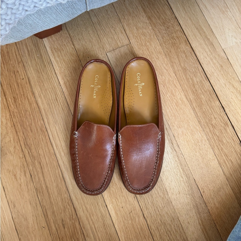 Cole Haan Brown Leather Loafers Slip On Mule Size 7.5